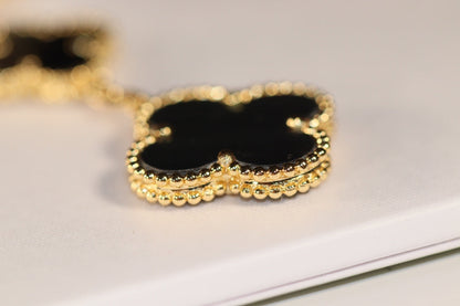[Royal&Vicky]CLOVER EARRINGS GOLD ONYX MOP 3 MOTIF