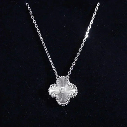 [Royal&Vicky]CLOVER  15MM DIAMOND LASER NECKLACE SILVER
