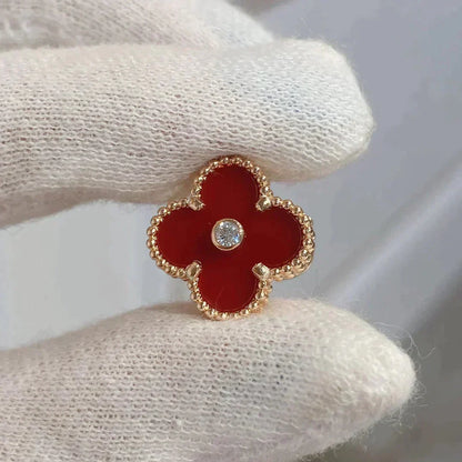 [Royal&Vicky]CLOVER MEDIUM 1 MOTIFS CARNELIAN  DIAMOND earrings