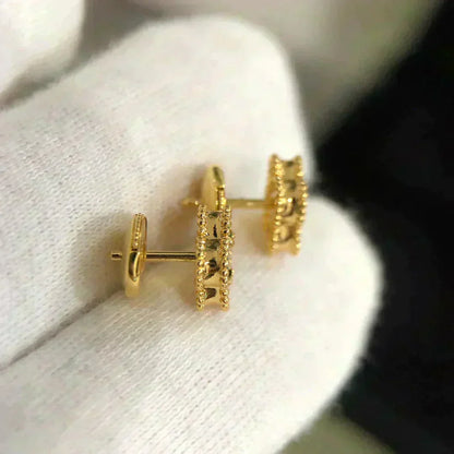 [Royal&Vicky]CLOVER MINI 9.5MM MALACHITE  EARRINGS