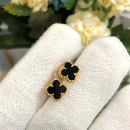 [Royal&Vicky]CLOVER MINI 9.5MM BLACK MOP EARRINGS