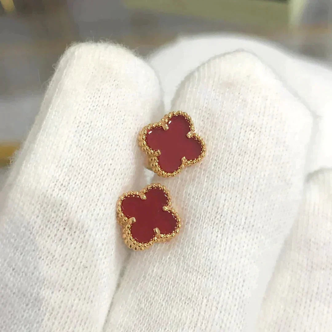 [Royal&Vicky]CLOVER MINI 9.5MM CARNELIAN EARRINGS