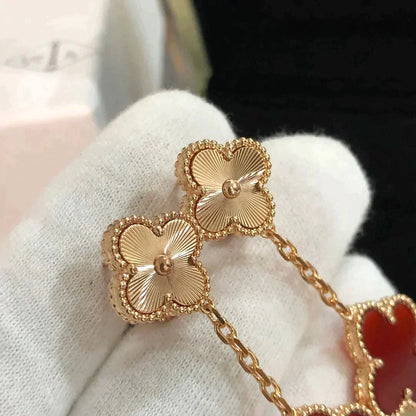 [Royal&Vicky]CLOVER 2 MOTIF  LASER CARNELIAN EARRINGS