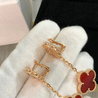 [Royal&Vicky]CLOVER 2 MOTIF  LASER CARNELIAN EARRINGS