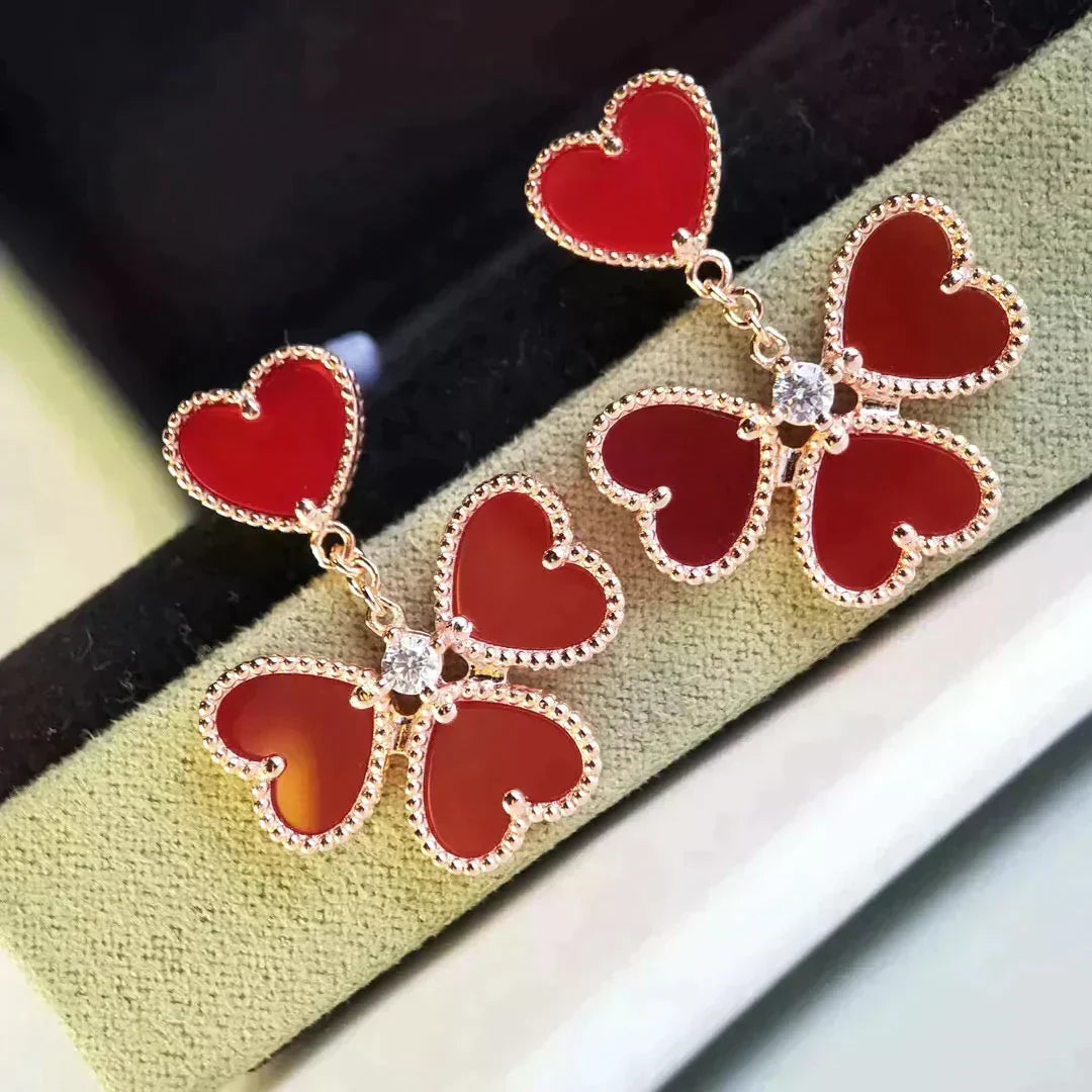 [Royal&Vicky]SWEET CLOVER CARNELIAN EARRINGS