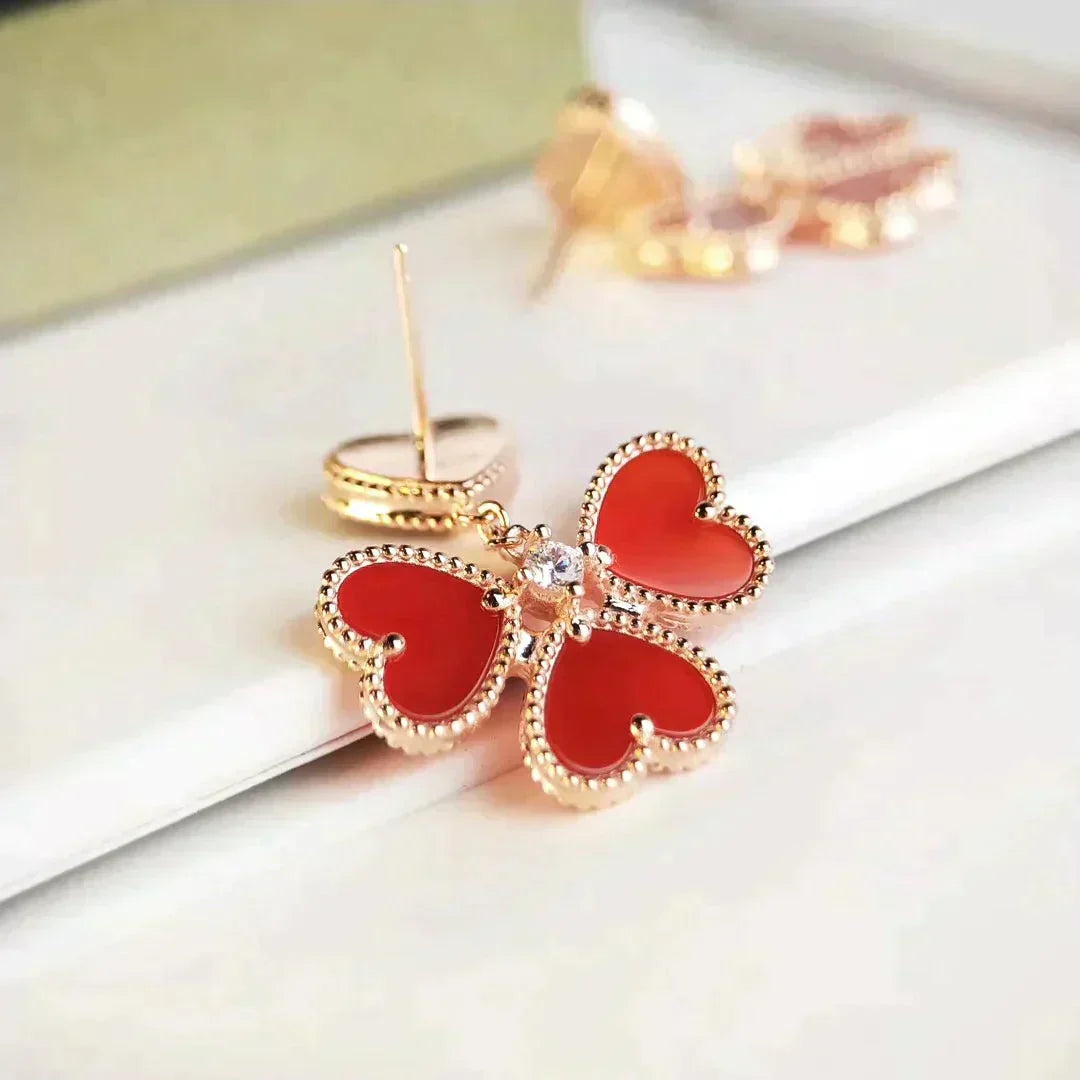 [Royal&Vicky]SWEET CLOVER CARNELIAN EARRINGS