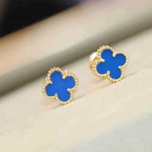 [Royal&Vicky]CLOVER MINI 9.5MM BLUE AGATE EARRINGS