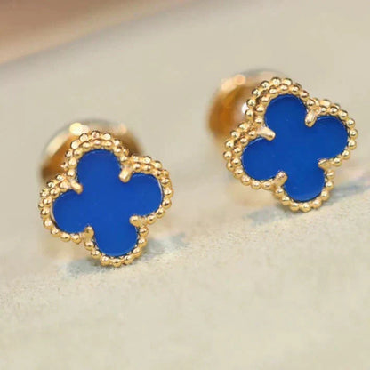 [Royal&Vicky]CLOVER MINI 9.5MM BLUE AGATE EARRINGS