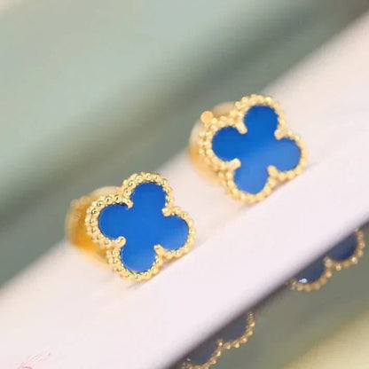 [Royal&Vicky]CLOVER MINI 9.5MM BLUE AGATE EARRINGS