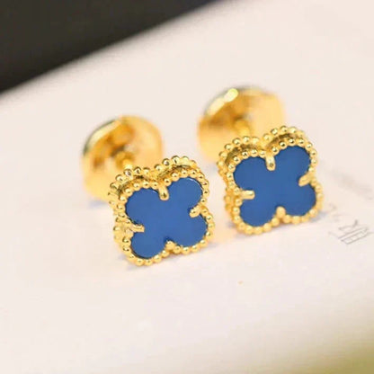 [Royal&Vicky]CLOVER MINI 9.5MM BLUE AGATE EARRINGS