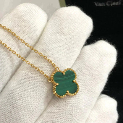 [Royal&Vicky]CLOVER 15MM MALACHITE SINGLE FLOWER  NECKLACE