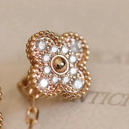 [Royal&Vicky]CLOVER MEDIUM 1 MOTIFS FUll DIAMOND EARRINGS