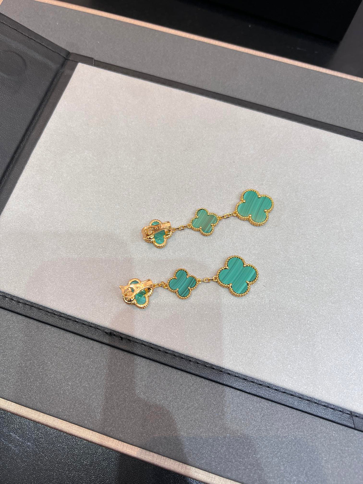 [Royal&Vicky]CLOVER MALACHITE 3 MOTIFS GOLD