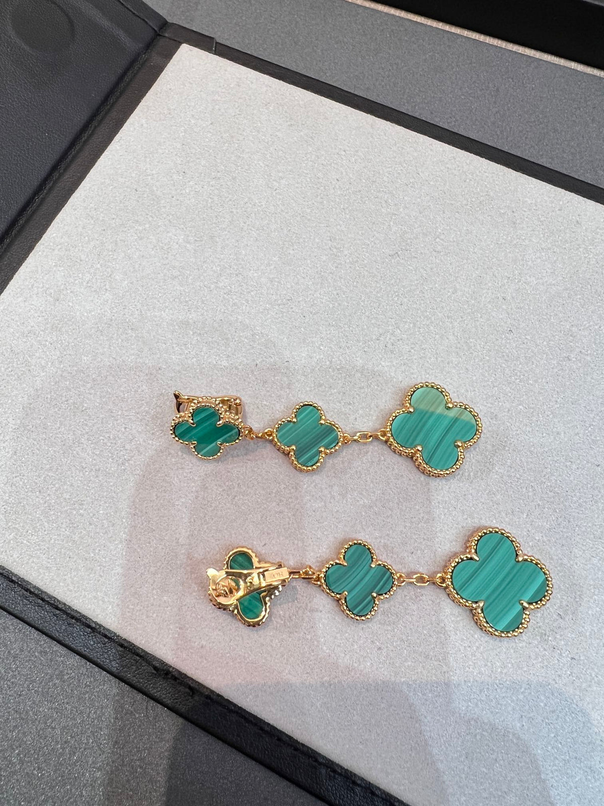 [Royal&Vicky]CLOVER MALACHITE 3 MOTIFS GOLD