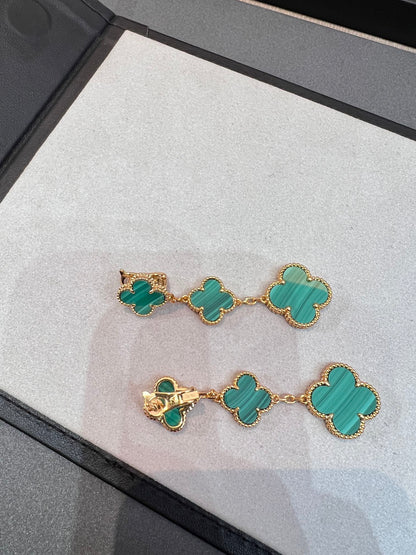 [Royal&Vicky]CLOVER MALACHITE 3 MOTIFS GOLD