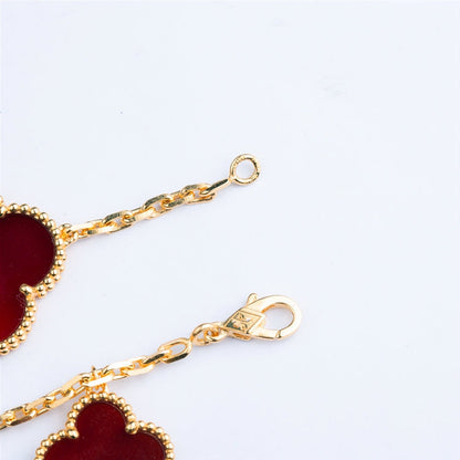 [Royal&Vicky]CLOVER BRACELET 5 MOTIFS CARNELIAN TIGER EYE