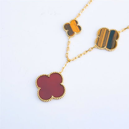 [Royal&Vicky]CLOVER BRACELET 5 MOTIFS CARNELIAN TIGER EYE
