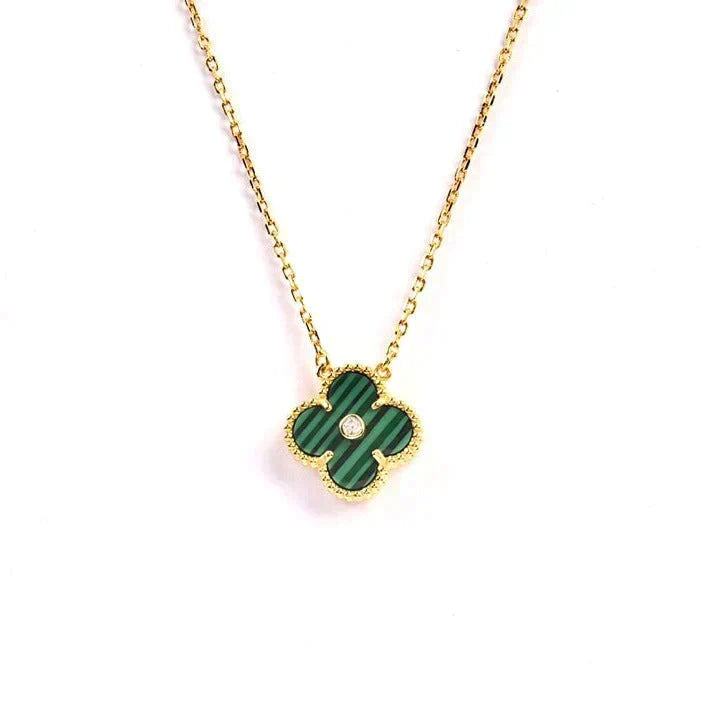 [Royal&Vicky]CLOVER 15MM DIAMOND TURQUOISE NECKLACE