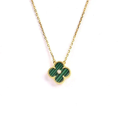 [Royal&Vicky]CLOVER 15MM DIAMOND TURQUOISE NECKLACE
