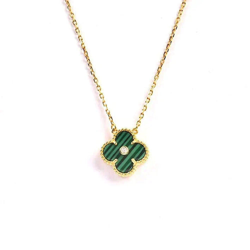 [Royal&Vicky]CLOVER 15MM DIAMOND TURQUOISE NECKLACE
