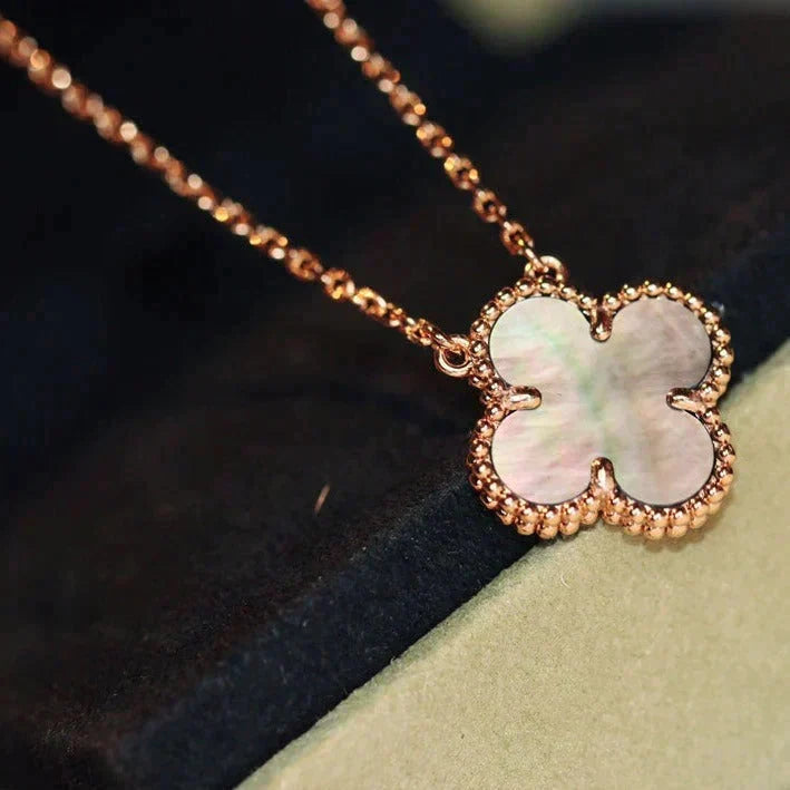 [Royal&Vicky]CLOVER 15MM  GRAY MOTHER OF PEARL NECKLACE