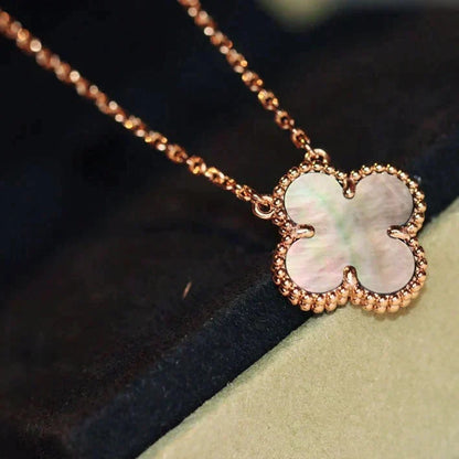 [Royal&Vicky]CLOVER 15MM  GRAY MOTHER OF PEARL NECKLACE