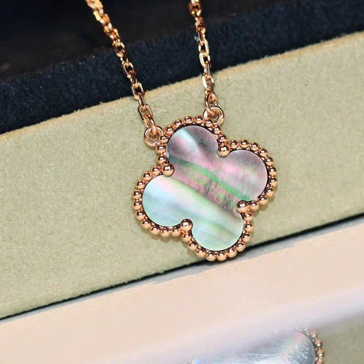 [Royal&Vicky]CLOVER 15MM  GRAY MOTHER OF PEARL NECKLACE