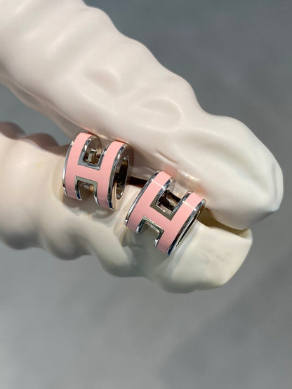 [Royal&Vicky]MINI POP H SILVER EARRINGS PINK