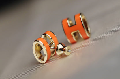 [Royal&Vicky]MINI POP H EARRINGS ORANGE