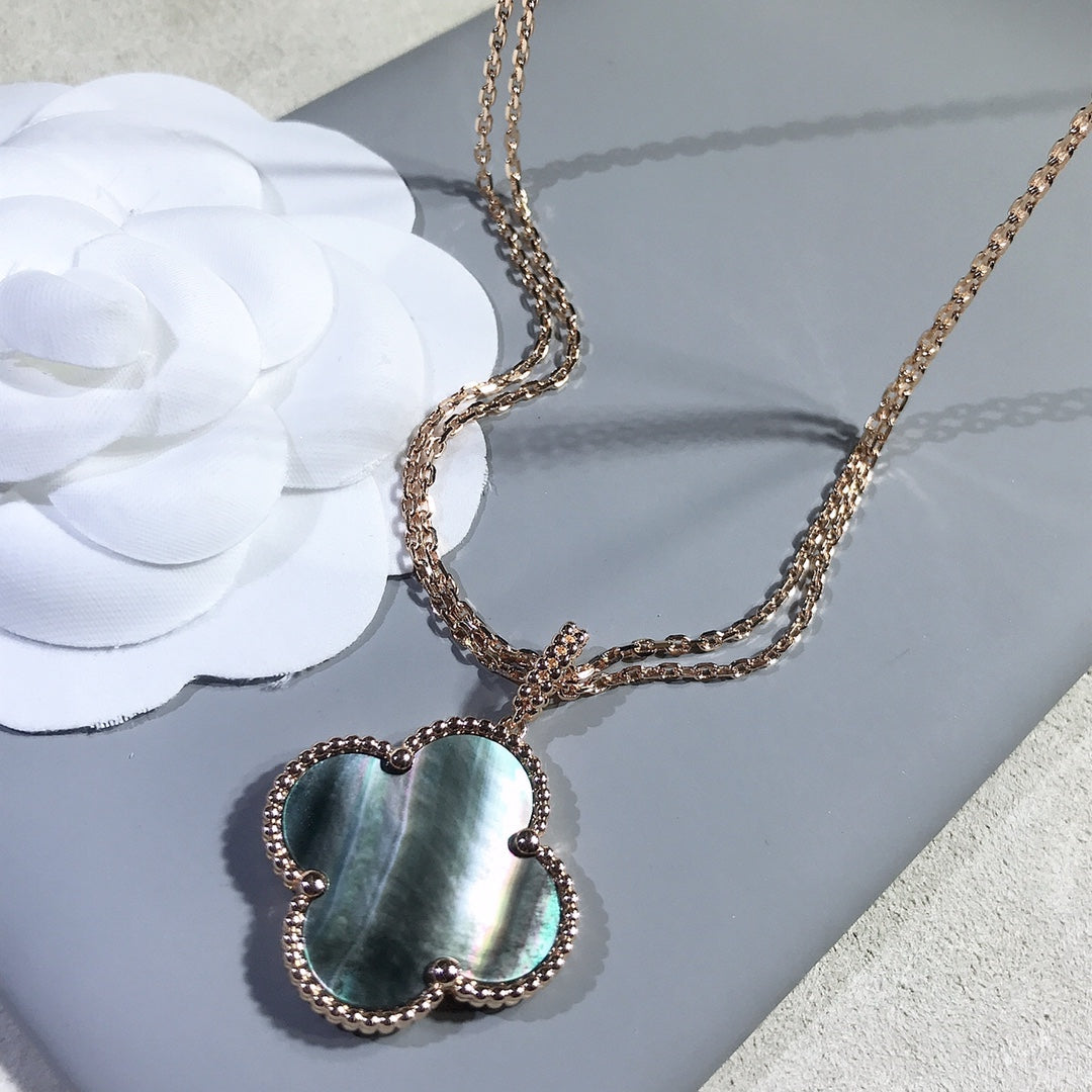 [Royal&Vicky]CLOVER 25MM GOLD DARK MOP BIG CLOVER NECKLACE
