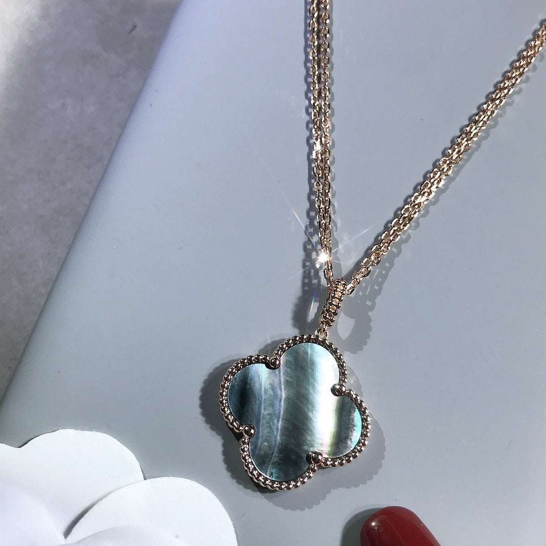 [Royal&Vicky]CLOVER 25MM GOLD DARK MOP BIG CLOVER NECKLACE