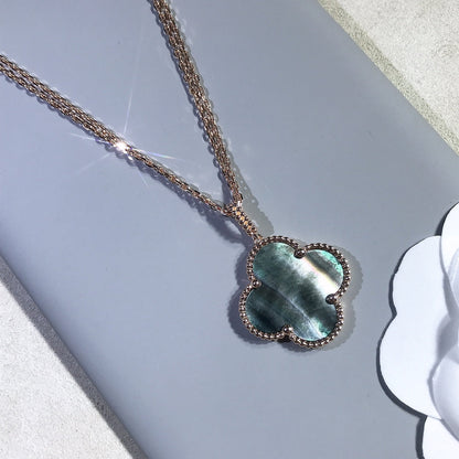 [Royal&Vicky]CLOVER 25MM GOLD DARK MOP BIG CLOVER NECKLACE