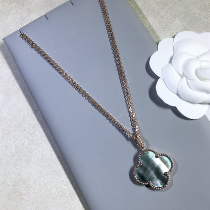 [Royal&Vicky]CLOVER 25MM GOLD DARK MOP BIG CLOVER NECKLACE