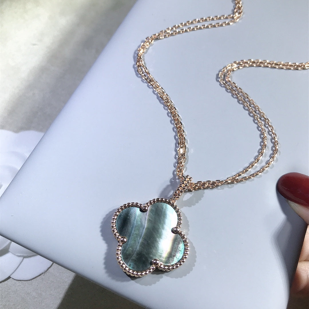 [Royal&Vicky]CLOVER 25MM GOLD DARK MOP BIG CLOVER NECKLACE