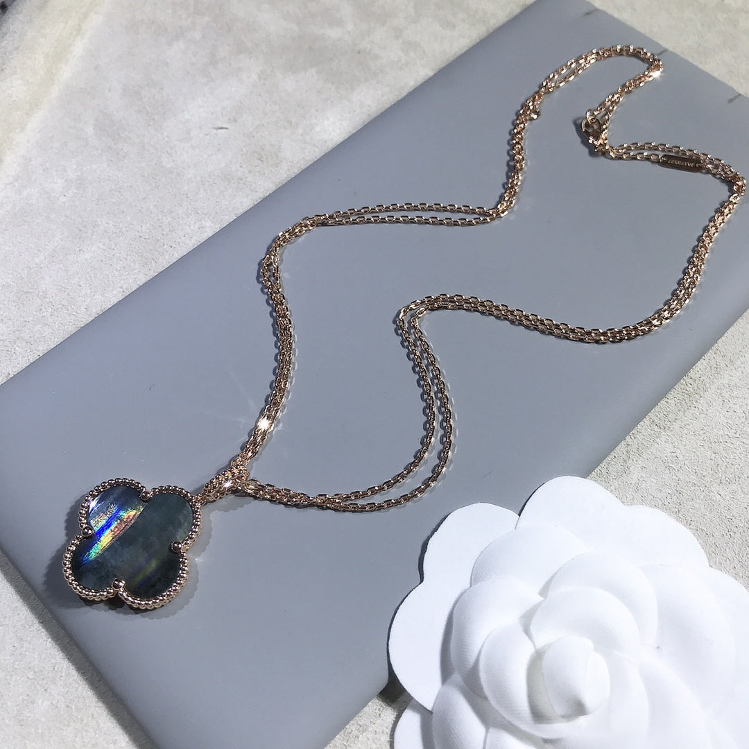 [Royal&Vicky]CLOVER 25MM GOLD DARK MOP BIG CLOVER NECKLACE