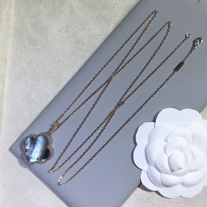 [Royal&Vicky]CLOVER 25MM GOLD DARK MOP BIG CLOVER NECKLACE