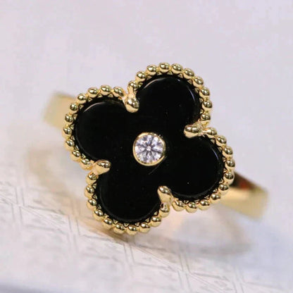 [Royal&Vicky]CLOVER ONYX RING GOLD DIAMOND