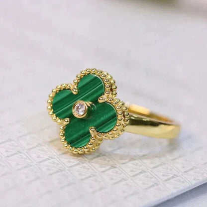 [Royal&Vicky]CLOVER MALACHITE RING GOLD DIAMOND
