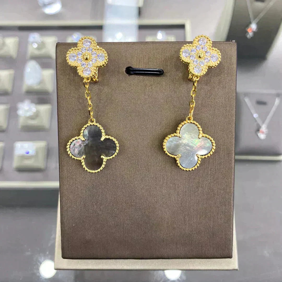 [Royal&Vicky]CLOVER  2 MOTIFS  DIAMOND  EARRINGS (MULTIPLE CHOICESç´