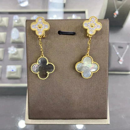 [Royal&Vicky]CLOVER  2 MOTIFS  DIAMOND  EARRINGS (MULTIPLE CHOICESç´