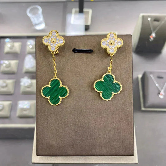 [Royal&Vicky]CLOVER  2 MOTIFS  DIAMOND  EARRINGS (MULTIPLE CHOICESç´