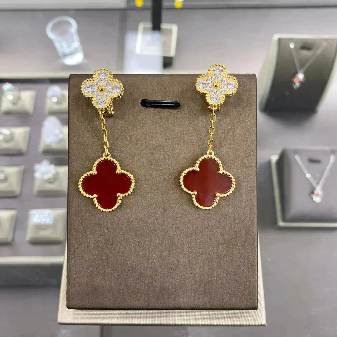 [Royal&Vicky]CLOVER  2 MOTIFS  DIAMOND  EARRINGS (MULTIPLE CHOICESç´