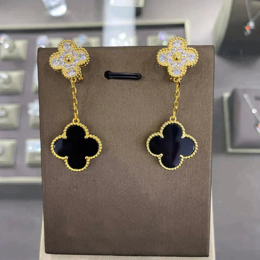 [Royal&Vicky]CLOVER  2 MOTIFS  DIAMOND  EARRINGS (MULTIPLE CHOICESç´