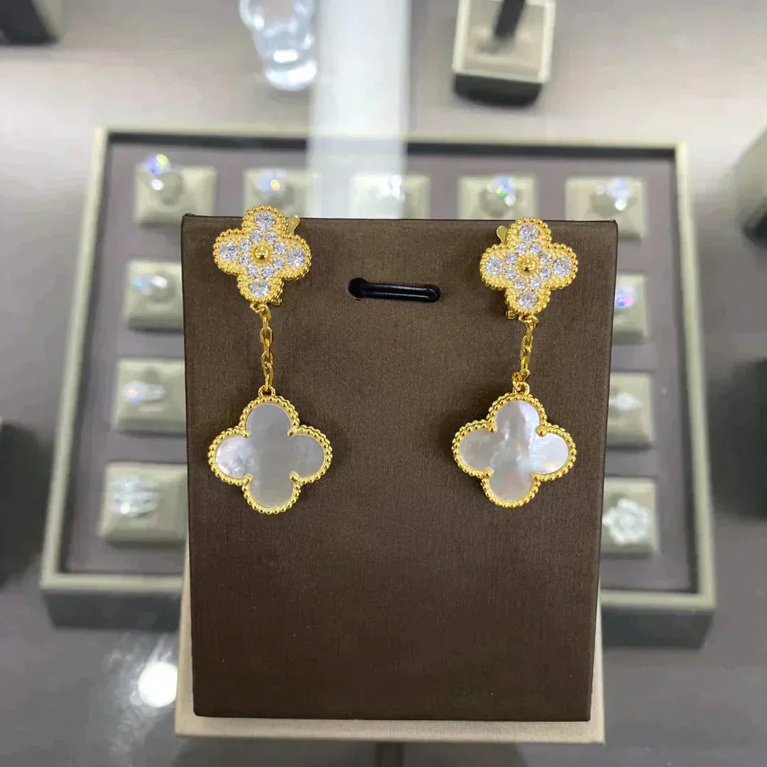 [Royal&Vicky]CLOVER  2 MOTIFS  DIAMOND  EARRINGS (MULTIPLE CHOICESç´