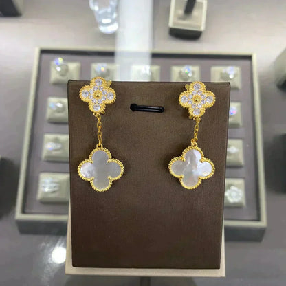 [Royal&Vicky]CLOVER  2 MOTIFS  DIAMOND  EARRINGS (MULTIPLE CHOICESç´