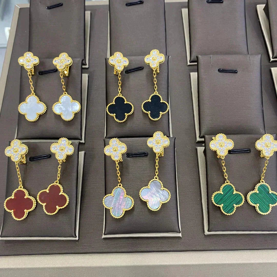 [Royal&Vicky]CLOVER  2 MOTIFS  DIAMOND  EARRINGS (MULTIPLE CHOICESç´