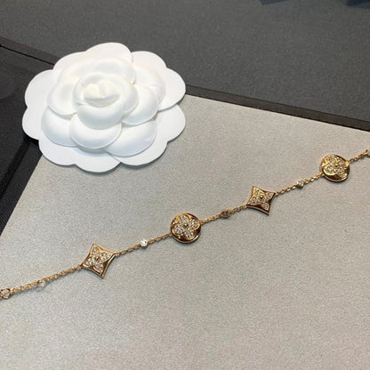 [Royal&Vicky]STAR AND SUN 4 MOTIFS GOLD DIAMONDS BRACELET