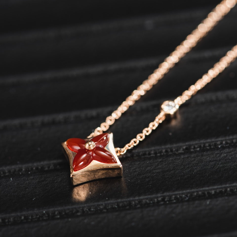 [Royal&Vicky]STAR NECKLACE PINK GOLD 1 DIAMOND