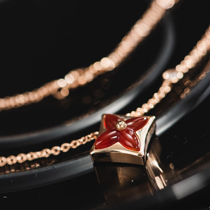 [Royal&Vicky]STAR NECKLACE PINK GOLD 1 DIAMOND