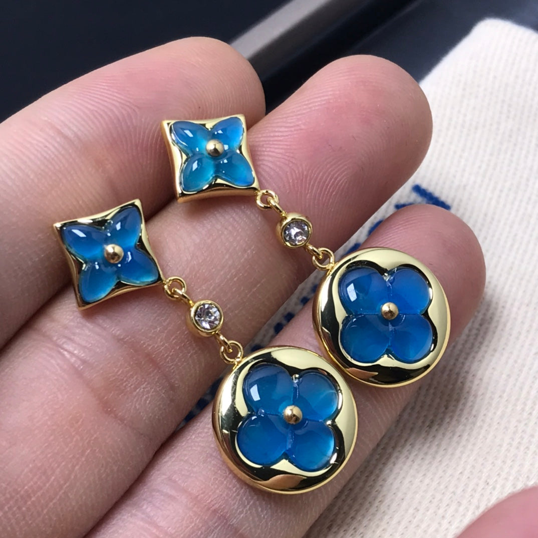 [Royal&Vicky]STAR AND SUN AGATE DIAMOND EARRINGS